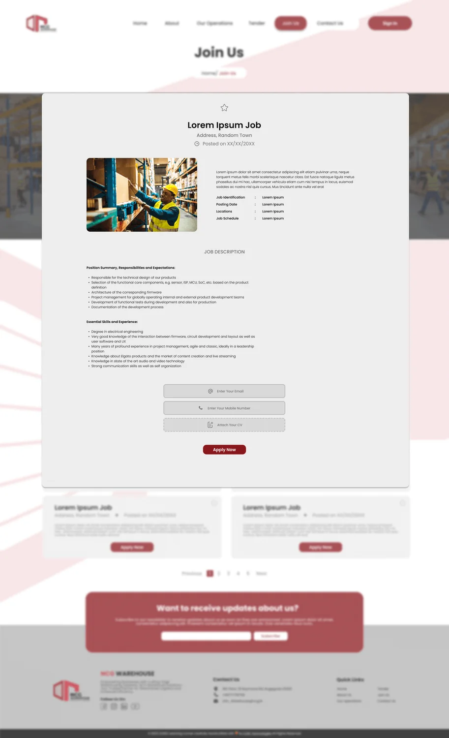 NCG Warehouse - Job description